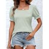 imageATHMILE Womens Summer Tops Square Neck Dressy Casual Ruffle Trim Sleeve Cute T Shirts Trendy ClothesGreenstripe