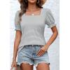 imageATHMILE Womens Summer Tops Square Neck Dressy Casual Ruffle Trim Sleeve Cute T Shirts Trendy ClothesGreystripe