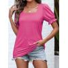 imageATHMILE Womens Summer Tops Square Neck Dressy Casual Ruffle Trim Sleeve Cute T Shirts Trendy ClothesHot Pink