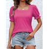 imageATHMILE Womens Summer Tops Square Neck Dressy Casual Ruffle Trim Sleeve Cute T Shirts Trendy ClothesHot Pink