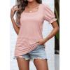 imageATHMILE Womens Summer Tops Square Neck Dressy Casual Ruffle Trim Sleeve Cute T Shirts Trendy ClothesPinkstripe