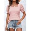 imageATHMILE Womens Summer Tops Square Neck Dressy Casual Ruffle Trim Sleeve Cute T Shirts Trendy ClothesPinkstripe