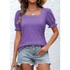 imageATHMILE Womens Summer Tops Square Neck Dressy Casual Ruffle Trim Sleeve Cute T Shirts Trendy ClothesPurple