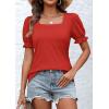 imageATHMILE Womens Summer Tops Square Neck Dressy Casual Ruffle Trim Sleeve Cute T Shirts Trendy ClothesRed