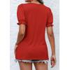 imageATHMILE Womens Summer Tops Square Neck Dressy Casual Ruffle Trim Sleeve Cute T Shirts Trendy ClothesRed