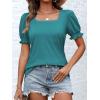 imageATHMILE Womens Summer Tops Square Neck Dressy Casual Ruffle Trim Sleeve Cute T Shirts Trendy ClothesTeal