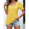 imageATHMILE Womens Summer Tops Square Neck Dressy Casual Ruffle Trim Sleeve Cute T Shirts Trendy ClothesYellow