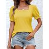 imageATHMILE Womens Summer Tops Square Neck Dressy Casual Ruffle Trim Sleeve Cute T Shirts Trendy ClothesYellow