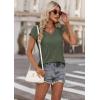 imageATHMILE Womens Summer Tops V Neck Cap Sleeve Tshirts Casual Cute T Shirts Fashion Clothes Vintage Basics TeeArmy Green