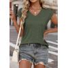 imageATHMILE Womens Summer Tops V Neck Cap Sleeve Tshirts Casual Cute T Shirts Fashion Clothes Vintage Basics TeeArmy Green