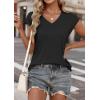 imageATHMILE Womens Summer Tops V Neck Cap Sleeve Tshirts Casual Cute T Shirts Fashion Clothes Vintage Basics TeeBlack