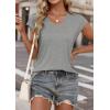 imageATHMILE Womens Summer Tops V Neck Cap Sleeve Tshirts Casual Cute T Shirts Fashion Clothes Vintage Basics TeeGrey