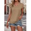 imageATHMILE Womens Summer Tops V Neck Cap Sleeve Tshirts Casual Cute T Shirts Fashion Clothes Vintage Basics TeeKhaki