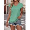 imageATHMILE Womens Summer Tops V Neck Cap Sleeve Tshirts Casual Cute T Shirts Fashion Clothes Vintage Basics TeeLake Green