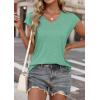 imageATHMILE Womens Summer Tops V Neck Cap Sleeve Tshirts Casual Cute T Shirts Fashion Clothes Vintage Basics TeeLake Green