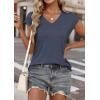 imageATHMILE Womens Summer Tops V Neck Cap Sleeve Tshirts Casual Cute T Shirts Fashion Clothes Vintage Basics TeeNavy Blue