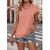 imageATHMILE Womens Summer Tops V Neck Cap Sleeve Tshirts Casual Cute T Shirts Fashion Clothes Vintage Basics TeePink