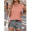 imageATHMILE Womens Summer Tops V Neck Cap Sleeve Tshirts Casual Cute T Shirts Fashion Clothes Vintage Basics TeePink