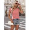 imageATHMILE Womens Summer Tops V Neck Cap Sleeve Tshirts Casual Cute T Shirts Fashion Clothes Vintage Basics TeeRed