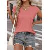 imageATHMILE Womens Summer Tops V Neck Cap Sleeve Tshirts Casual Cute T Shirts Fashion Clothes Vintage Basics TeeRed