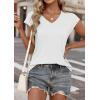 imageATHMILE Womens Summer Tops V Neck Cap Sleeve Tshirts Casual Cute T Shirts Fashion Clothes Vintage Basics TeeWhite
