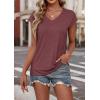 imageATHMILE Womens Summer Tops V Neck Cap Sleeve Tshirts Casual Cute T Shirts Fashion Clothes Vintage Basics TeeWine Red