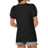 imageATHMILE Womens Summer Tops V Neck T Shirts Swiss Dot Puff Sleeve Tops Loose Casual TshirtsBlack