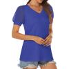 imageATHMILE Womens Summer Tops V Neck T Shirts Swiss Dot Puff Sleeve Tops Loose Casual TshirtsBlue