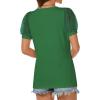 imageATHMILE Womens Summer Tops V Neck T Shirts Swiss Dot Puff Sleeve Tops Loose Casual TshirtsGreen