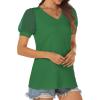 imageATHMILE Womens Summer Tops V Neck T Shirts Swiss Dot Puff Sleeve Tops Loose Casual TshirtsGreen