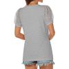 imageATHMILE Womens Summer Tops V Neck T Shirts Swiss Dot Puff Sleeve Tops Loose Casual TshirtsGrey