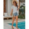 imageATHMILE Womens Summer Tops V Neck T Shirts Swiss Dot Puff Sleeve Tops Loose Casual TshirtsGrey