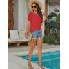 imageATHMILE Womens Summer Tops V Neck T Shirts Swiss Dot Puff Sleeve Tops Loose Casual TshirtsRed