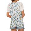 imageATHMILE Womens Summer Tops V Neck T Shirts Swiss Dot Puff Sleeve Tops Loose Casual TshirtsThe Leaf Print