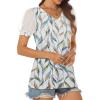 imageATHMILE Womens Summer Tops V Neck T Shirts Swiss Dot Puff Sleeve Tops Loose Casual TshirtsThe Leaf Print