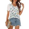 imageATHMILE Womens Summer Tops V Neck T Shirts Swiss Dot Puff Sleeve Tops Loose Casual TshirtsThe Leaf Print