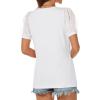 imageATHMILE Womens Summer Tops V Neck T Shirts Swiss Dot Puff Sleeve Tops Loose Casual TshirtsWhite