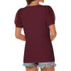 imageATHMILE Womens Summer Tops V Neck T Shirts Swiss Dot Puff Sleeve Tops Loose Casual TshirtsWine Red