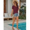 imageATHMILE Womens Summer Tops V Neck T Shirts Swiss Dot Puff Sleeve Tops Loose Casual TshirtsWine Red