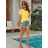 imageATHMILE Womens Summer Tops V Neck T Shirts Swiss Dot Puff Sleeve Tops Loose Casual TshirtsYellow