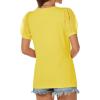 imageATHMILE Womens Summer Tops V Neck T Shirts Swiss Dot Puff Sleeve Tops Loose Casual TshirtsYellow