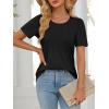 imageATHMILE Womens T Shirts Short Sleeve Summer Tops Pleated Dressy Casual Blouses Spring Clothes Beach Vacation 2025Black