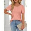 imageATHMILE Womens T Shirts Short Sleeve Summer Tops Pleated Dressy Casual Blouses Spring Clothes Beach Vacation 2025Coral