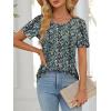 imageATHMILE Womens T Shirts Short Sleeve Summer Tops Pleated Dressy Casual Blouses Spring Clothes Beach Vacation 2025Floralblue