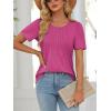 imageATHMILE Womens T Shirts Short Sleeve Summer Tops Pleated Dressy Casual Blouses Spring Clothes Beach Vacation 2025Hot Pink