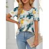 imageATHMILE Womens T Shirts Short Sleeve Summer Tops Pleated Dressy Casual Blouses Spring Clothes Beach Vacation 2025Multiteal