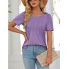 imageATHMILE Womens T Shirts Short Sleeve Summer Tops Pleated Dressy Casual Blouses Spring Clothes Beach Vacation 2025Purple