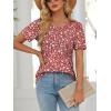 imageATHMILE Womens T Shirts Short Sleeve Summer Tops Pleated Dressy Casual Blouses Spring Clothes Beach Vacation 2025Red Apricot Floral