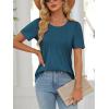 imageATHMILE Womens T Shirts Short Sleeve Summer Tops Pleated Dressy Casual Blouses Spring Clothes Beach Vacation 2025Teal