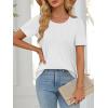imageATHMILE Womens T Shirts Short Sleeve Summer Tops Pleated Dressy Casual Blouses Spring Clothes Beach Vacation 2025White